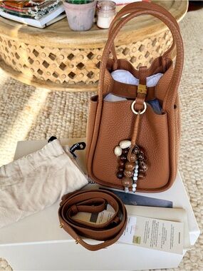Songmont Medium Song Bag in Golden Brown + Wish Seeds Charm